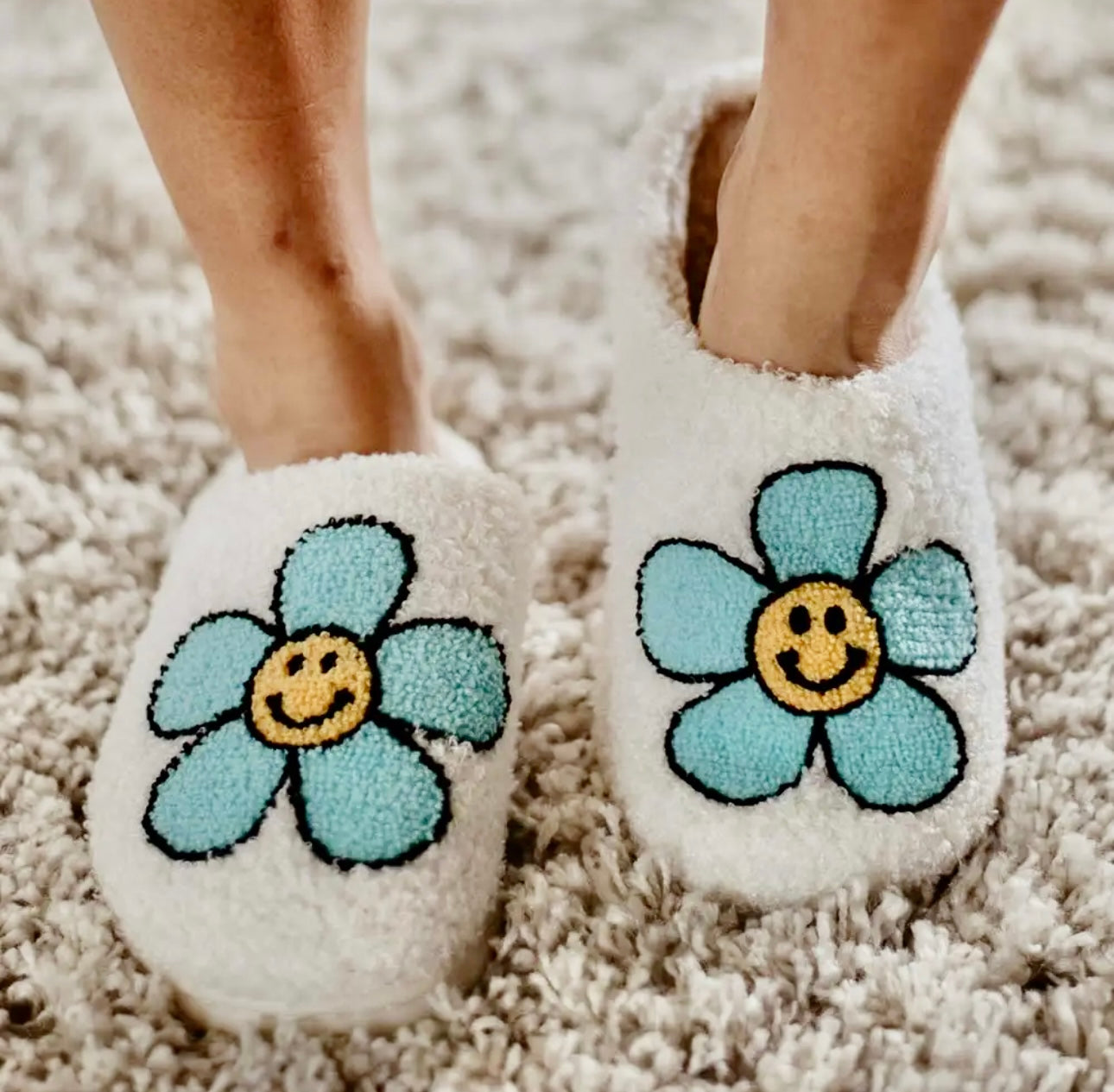 Mint Daisy Happy Face slippers – A TRIBE OF HOPE